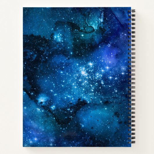 Moderne Waterverf Nebula Galaxy Name Blue notebook Notitieboek (Achterkant)