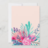 Moderne waterverf neon roze Quinceanera Kaart (Achterkant)