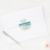 Moderne Waterverf Ocean Beach Save the Date Ronde Sticker (Envelop)