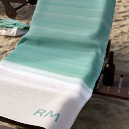 Moderne Waterverf Ocean Sand Monogram Strandlaken