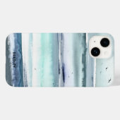 Moderne Waterverf Ocean Zee Persoonlijke naam Case-Mate iPhone Case (Achterkant (horizontaal))