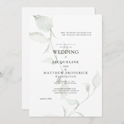 Moderne Waterverf oliage Wedding Kaart (Voorkant / Achterkant)