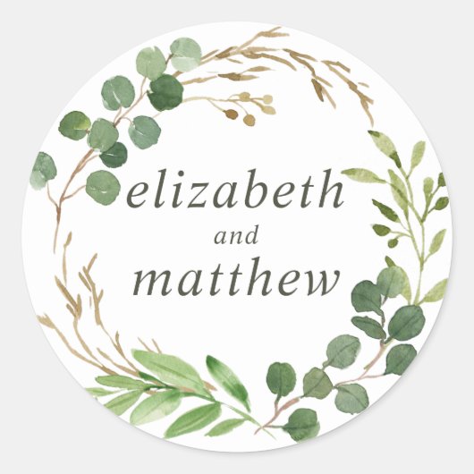 Moderne Waterverf oliage Wedding Ronde Sticker (Voorkant)