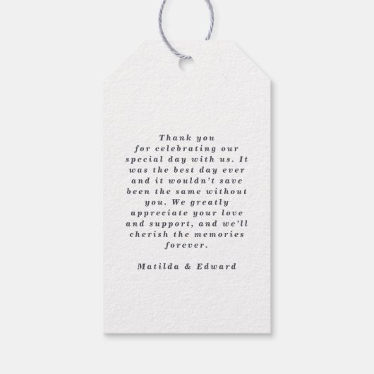 Moderne waterverf olijfbotanische bruiloft cadeaulabel (Achterkant)