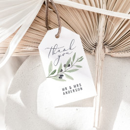 Moderne waterverf olijfbotanische bruiloft cadeaulabel