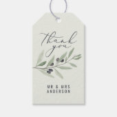 Moderne waterverf olijfbotanische bruiloft cadeaulabel (Voorkant)