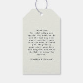 Moderne waterverf olijfbotanische bruiloft cadeaulabel (Achterkant)