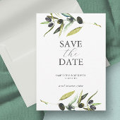 Moderne waterverf Olijftak Save The Date