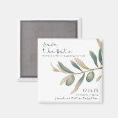 Moderne Waterverf Olijftak Save the Date Magneet (Voorkant / Achterkant)