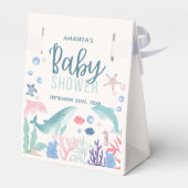 Moderne Waterverf onder het Zee Baby shower Bedankdoosjes (Achterkant)
