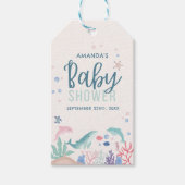 Moderne Waterverf onder het Zee Baby shower Cadeaulabel (Voorkant)