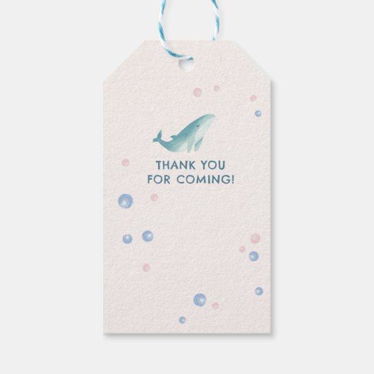 Moderne Waterverf onder het Zee Baby shower Cadeaulabel (Achterkant)