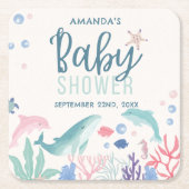Moderne Waterverf onder het Zee Baby shower Kartonnen Onderzetters (Voorkant)