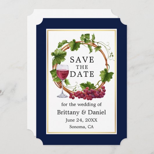 Moderne Waterverf oogdruiven van peulvruchten met  Save The Date (Voorkant / Achterkant)