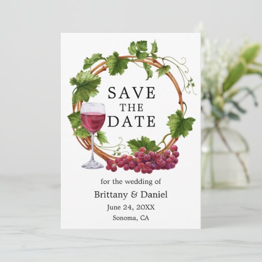 Moderne Waterverf oogdruiven van peulvruchten Save The Date (Staand voorkant)