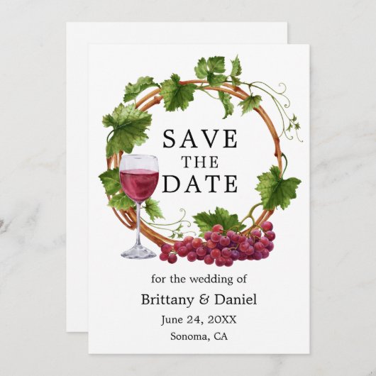 Moderne Waterverf oogdruiven van peulvruchten Save The Date (Voorkant / Achterkant)
