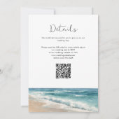 Moderne Waterverf op het Strand QR Code Trouwen Kaart (Achterkant)