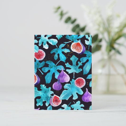 Moderne Waterverf op zwart Briefkaart (Staand voorkant)