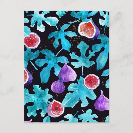 Moderne Waterverf op zwart Briefkaart (Voorkant)