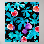 Moderne Waterverf op zwart Sierkussen Poster (Voorkant)