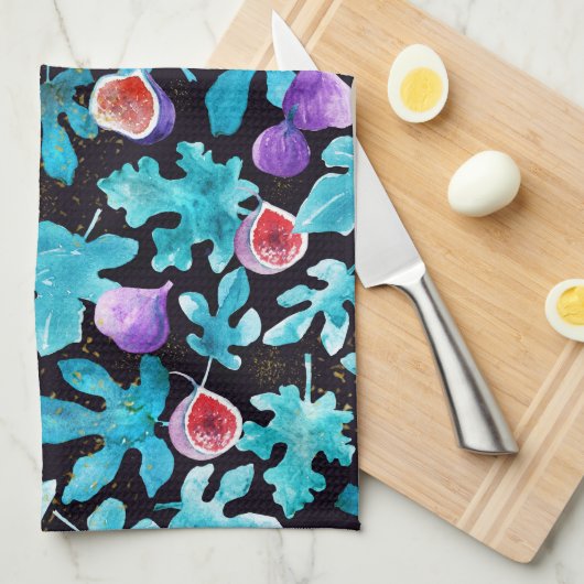 Moderne Waterverf op zwart Theedoek (Quarter Fold)