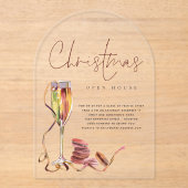 Moderne Waterverf Open Huis Kerst Acryl Acryl Uitnodigingen (Voorkant)