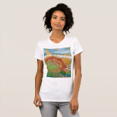 Moderne Waterverf Oranje en groene schelp T-shirt (Voorkant volledig)