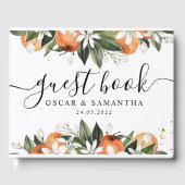 Moderne Waterverf Oranje en lederen schoonheid Gastenboek (Voorkant)