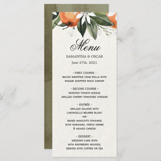 Moderne Waterverf Oranje en lederen schoonheid Menu (Voorkant / Achterkant)