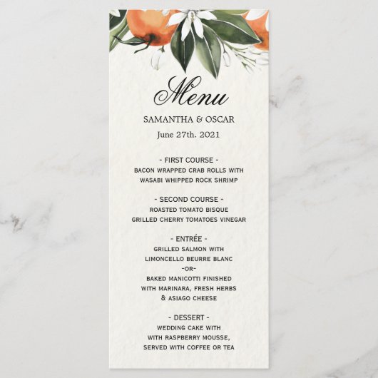 Moderne Waterverf Oranje en lederen schoonheid Menu (Voorkant)