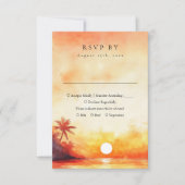 Moderne Waterverf Oranje strand Sunset bruiloft RSVP Kaartje (Voorkant)