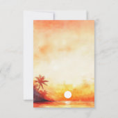 Moderne Waterverf Oranje strand Sunset bruiloft RSVP Kaartje (Achterkant)