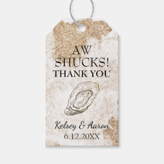 Moderne Waterverf Oyster Beach Weddenschap Cadeaulabel