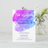 Moderne waterverf paars blauwe ster BAT MITZVAH Kaart (Staand voorkant)