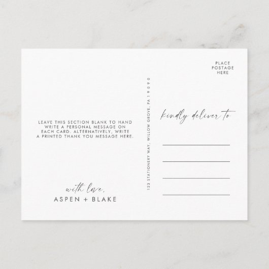 Moderne Waterverf | Paars Dank u Briefkaart (Achterkant)