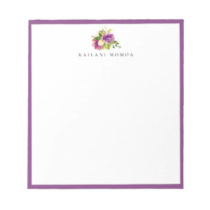 Moderne Waterverf Paars Lijst met flessenchassis Notitieblok