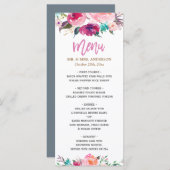 Moderne Waterverf Paars Roze Floral Wedding Menu (Voorkant / Achterkant)