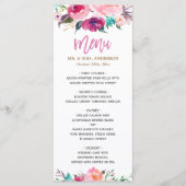 Moderne Waterverf Paars Roze Floral Wedding Menu (Voorkant)