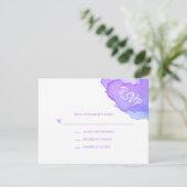 Moderne Waterverf Paarse Blauwe RSVP Invoegen #LC (Staand voorkant)