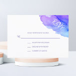 Moderne Waterverf Paarse blauwe RSVP Kaarten invoe<br><div class="desc">Geweldig moderne waterverf RSVP trouwkaarten. Pastel paarse blauwe turkooiskleuren. Ideaal voor trouwthema's voor strandbestemming,  Bat / Bar Mitzvah,  Birthday,  Jubileum,  enz.. Ontwerp van water en oceaan. Bewerkbare kaarten - eenvoudig om uw info toe te voegen of tekstlettertype,  kleur en grootte te wijzigen.</div>