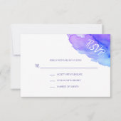 Moderne Waterverf Paarse blauwe RSVP Kaarten invoe (Voorkant)