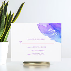 Moderne Waterverf Paarse blauwe RSVP Kaarten invoe Kaartje