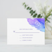 Moderne Waterverf Paarse blauwe RSVP Kaarten invoe Kaartje (Staand voorkant)