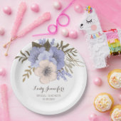 Moderne waterverf paarse bloemen bruiloft  papieren bordje (Feest)