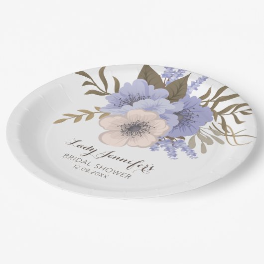 Moderne waterverf paarse bloemen bruiloft  papieren bordje (Gekanteld)