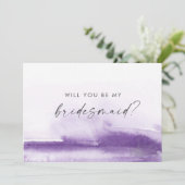 Moderne waterverf paarse bruidsmeisje-uitnodigings kaart (Staand voorkant)