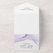 Moderne Waterverf Paarse bruiloft All In One Uitnodiging (Buitenkant)