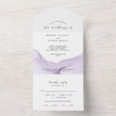 Moderne Waterverf Paarse bruiloft All In One Uitnodiging (Binnen)