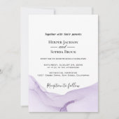 Moderne Waterverf Paarse bruiloft Kaart (Voorkant)