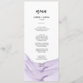Moderne Waterverf Paarse bruiloft Menu (Voorkant)